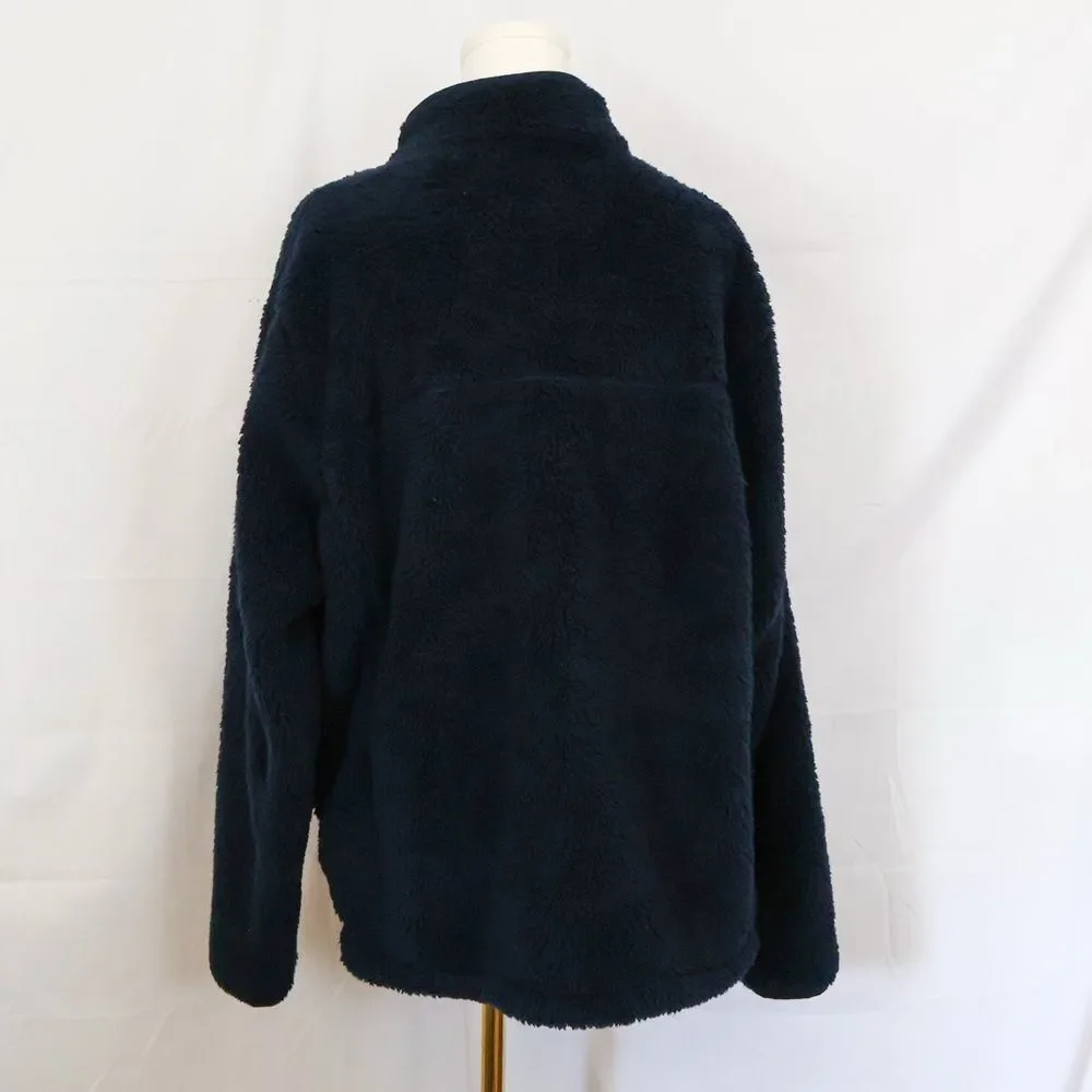 NWOT Land's End Men's Full Zip Sherpa Jacket Navy Blue - Large 42/44